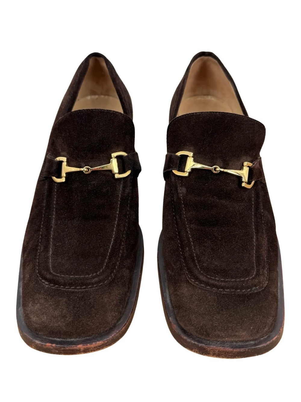 Gucci Horse-Bit Chocolate Brown Suede Heeled Loafer 40 C Tom Ford Y2K 90s Luxury - Picture 3 of 14